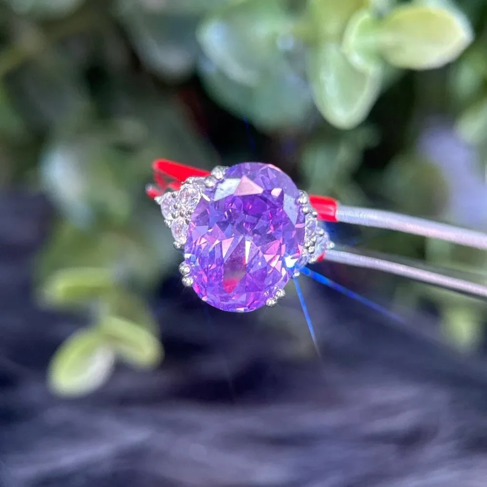 Oval‎ Shaped Amethyst Silver 925 Ring